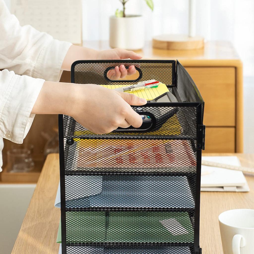 Лоток для документов VANRA с сеткой, горизонтальный, формат А4, настольный, для хранения документов, офисный лоток для ручек, 5-уровневая ручка, металл, размер, чехол,
