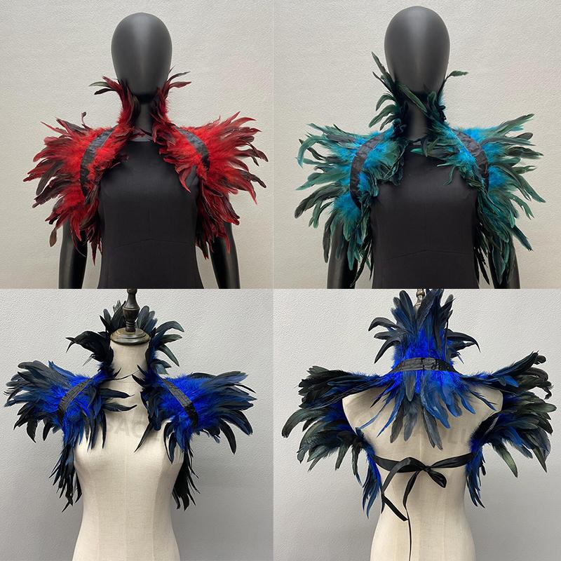 Halloween Cosplay Shawl Natural Feather Shrugs Shawl Luxury Feather Cape