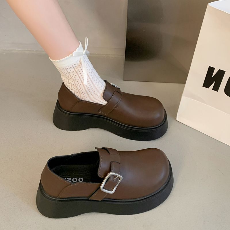 Matte Retro Black British Style Small Leather Shoes Women's 2025 New Spring and Autumn Thick-soled Versatile Mary Jane Single Shoes