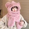 Зимний теплый плюшевый флисовый набор 3-в-1: шапка с капюшоном и ушками медведя, шарф, перчатки. Ветрозащитные аксессуары для улицы для холодной погоды