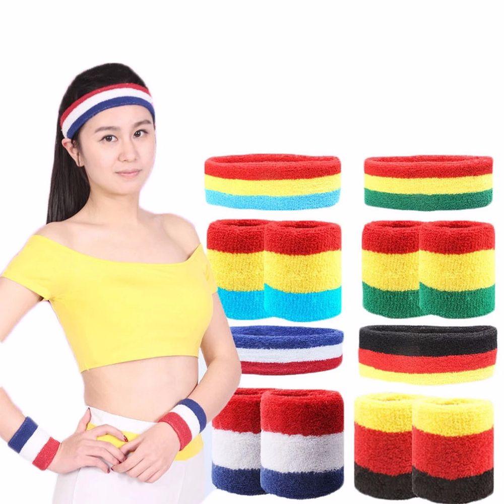 Sport Fitness Men/Women 1 Set Towel Sweat Bands Headband +Wristbands Sport Wristbands Wrist Support