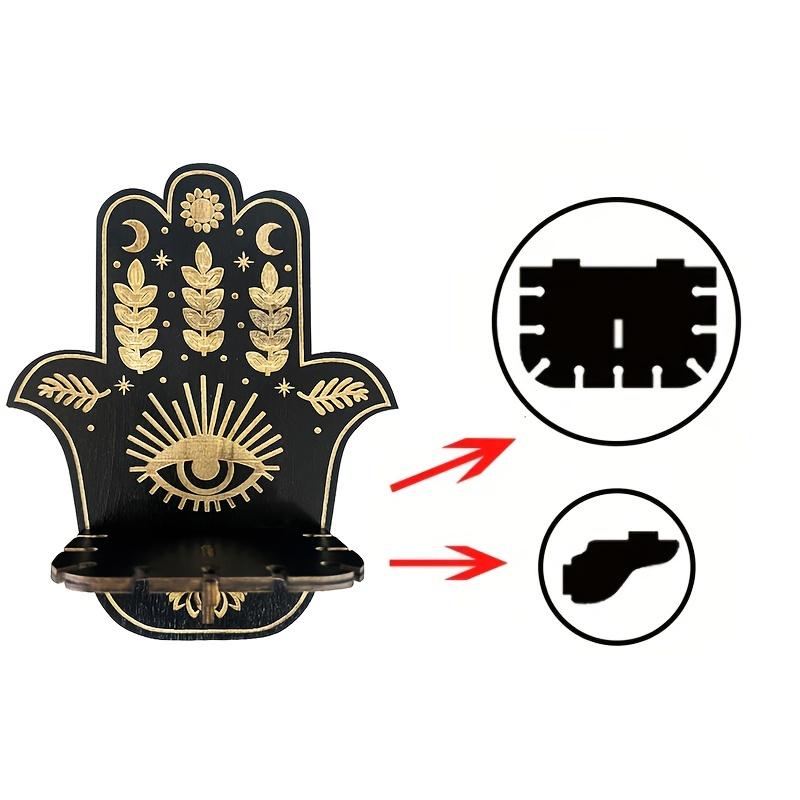 Деревянный настенный подсвечник, деревянная полка с кристаллами, деревянная настенная полка для хранения драгоценных камней в форме пальмы