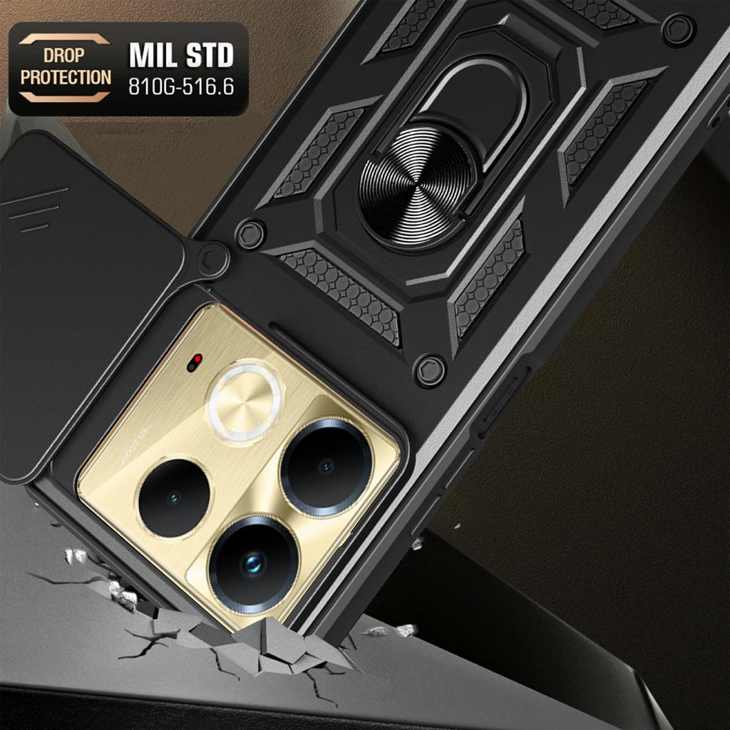 For Infinix Note 40 Cell Phone Case Slide Lens Guard Dust-Proof PC+TPU Phone Shell