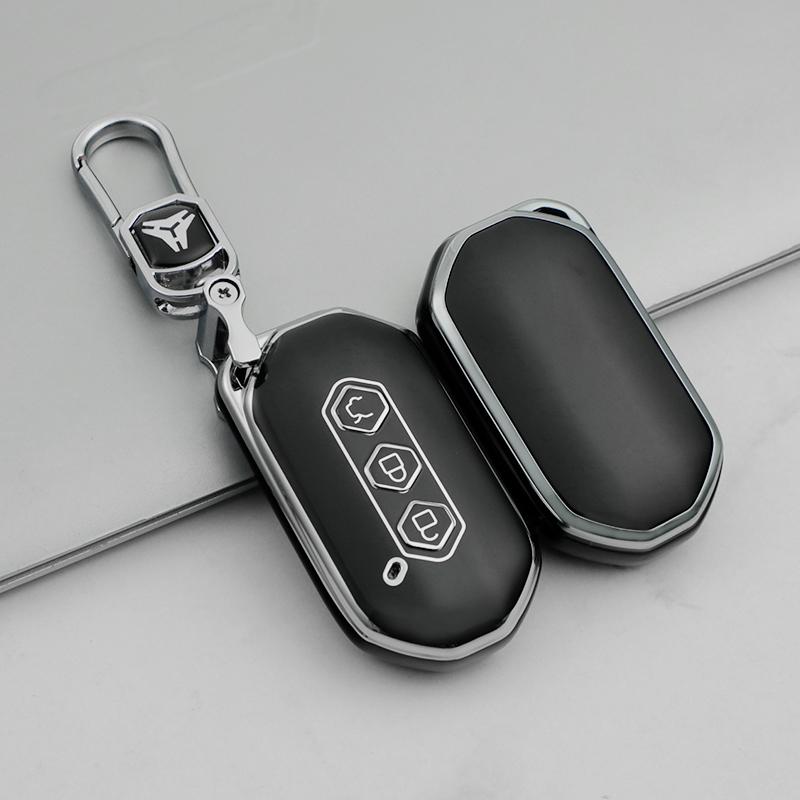 Premium Soft TPU Car Key Case Cover Shell for SGMW WULING Airev Baojun KiWiEV Bingguo SUNSHINE MINI EV Key Rings Keychain Bag