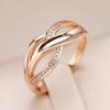 Personality Crossing Geometric Micro Inlay Zircon Women Rings Fashion Gold Color Vintage Jewelry
