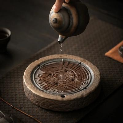Винтажный Железный Глазурованный Горшок с Позолотой Керамика из Каменной Массы Древний Ранний Обжиг Китайский Чайный Поддон Керамический Чайный Поддон Посуда Стол