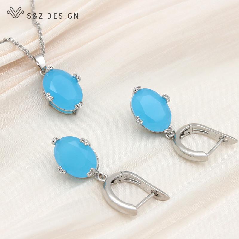 Модные овальные розовые серьги с кубическим цирконием, серьги-подвески, ожерелье, комплекты ювелирных изделий для женщин и девушек, элегантные