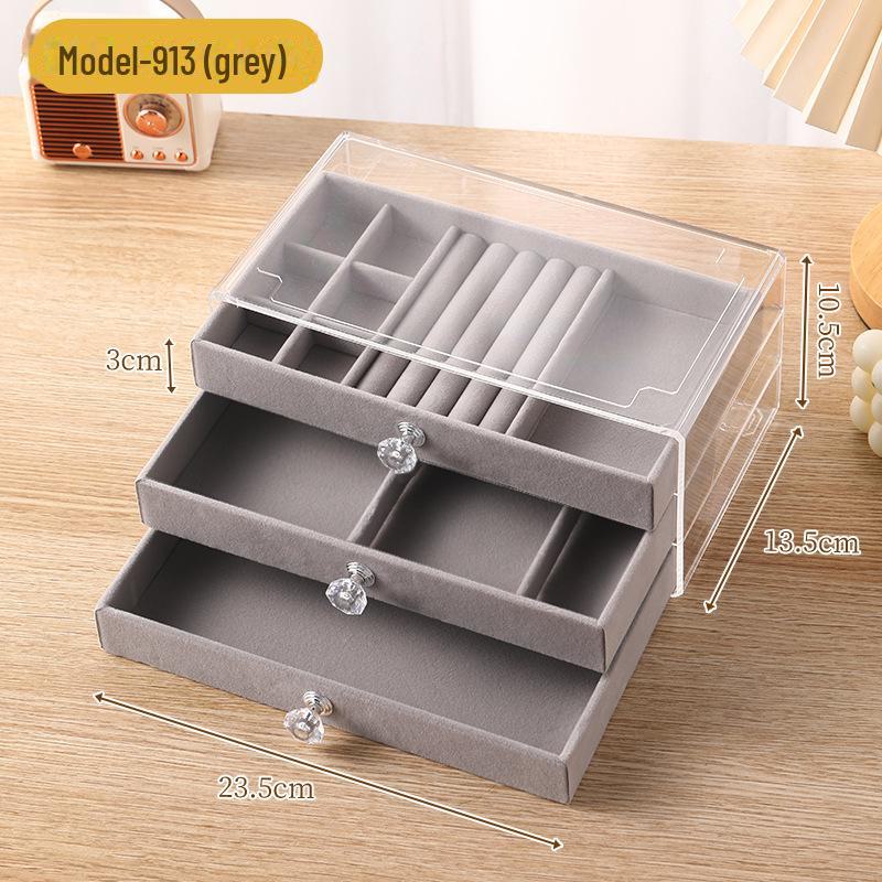 Бархатная шкатулка для украшений с антиокислительным покрытием, прозрачное акриловое хранилище для сережек, ожерелий и колец