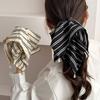 1pc New Temperament Striped Handkerchief with Water Droplet Pendant, Hair Clip, Half Tied Ponytail Headband