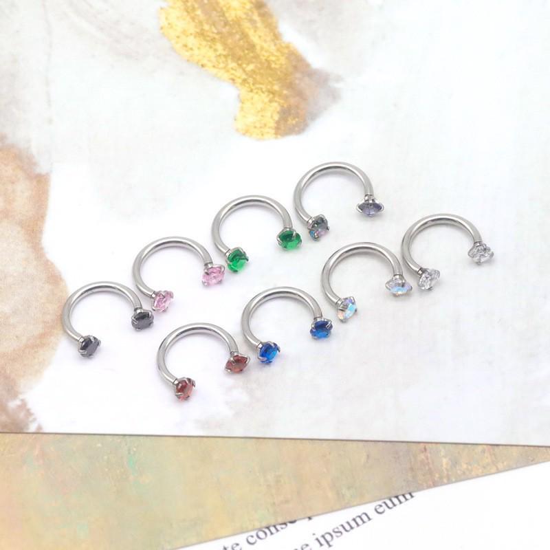 U-образный кольцо-пирсинг для носа из нержавеющей стали с двойным цирконием