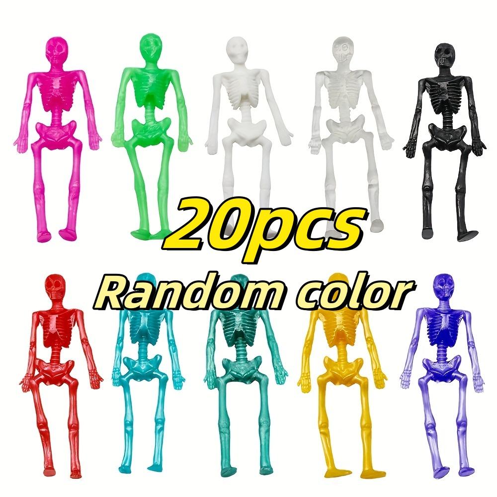 10/50pcs Stretchy Skeleton Sticky Toys Assorted Color Stretchy Skull Squishy Toy Set For Party Favor Happy Halloween Small Gift