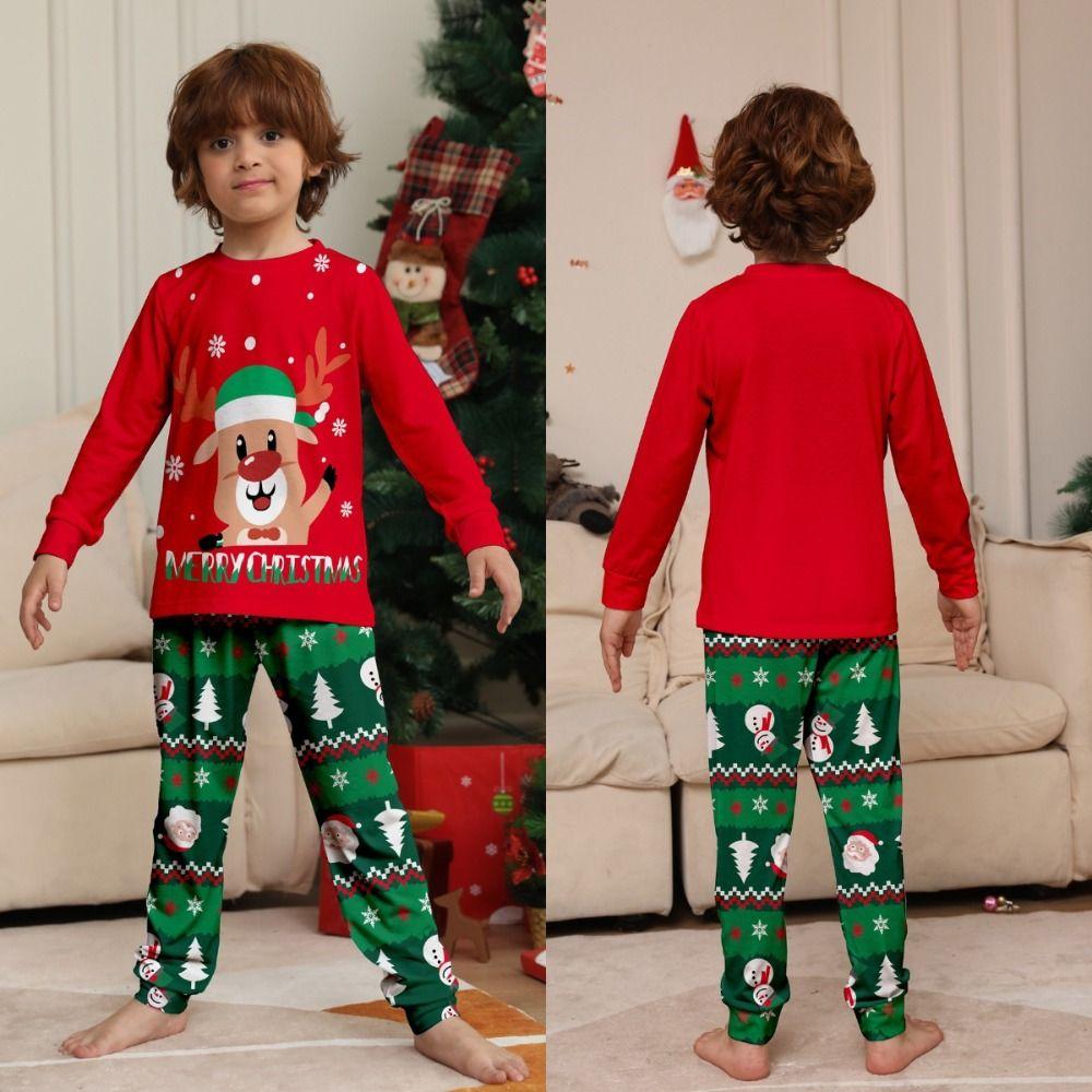 Рождественские семейные комплекты в тон Мягкая домашняя одежда для взрослых и детей Новые топ+брюки Зима