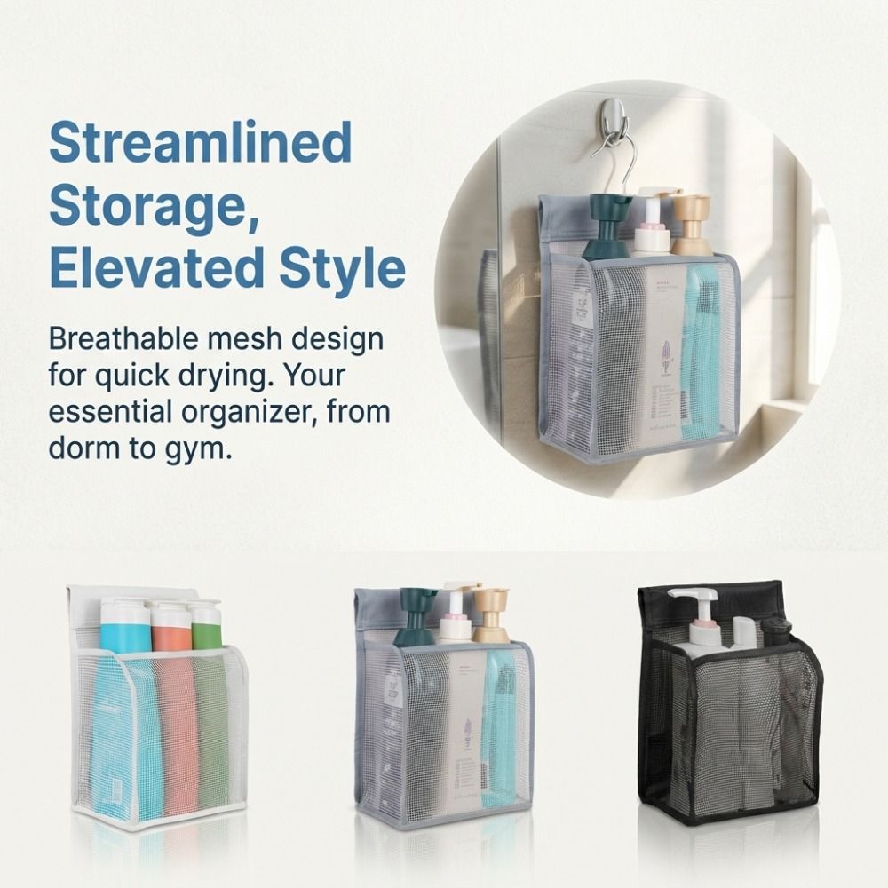 Large Capacity Shower Storage Basket Mesh Wash Bag Toiletry Organizer Dormitory