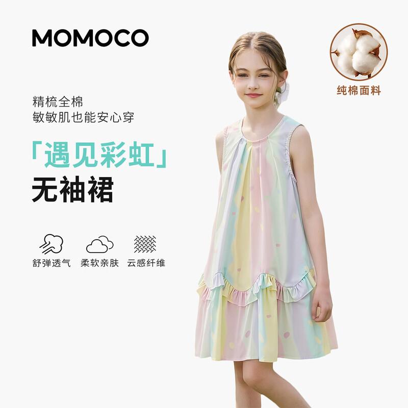 Хлопковое платье без рукавов в горошек для девочек MOMOCO