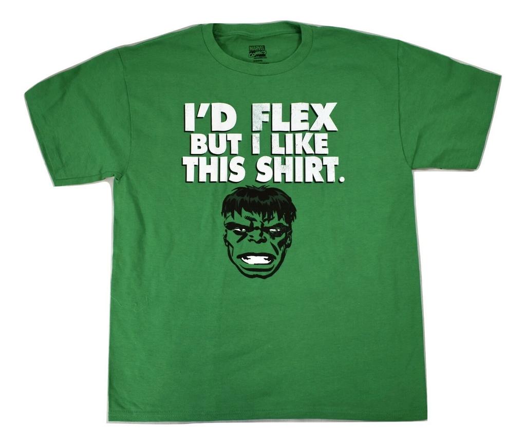 Marvel Youth Boys Hulk I'd Flex But I Like This Shirt New XL(14-16), 2XL(18-20)