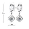 New 925 Sterling Silver Women Earrings Square Pendant Fashion Luxury A Pair White Diamond Earrings Jewelry Gift