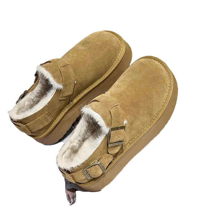 Зимние женские зимние сапоги Plarform из замши, короткие, плюшевые, дизайнерские туфли на плоской подошве из хлопка, тренд 2025 года, теплые, повседневные, удобные, женские ботинки