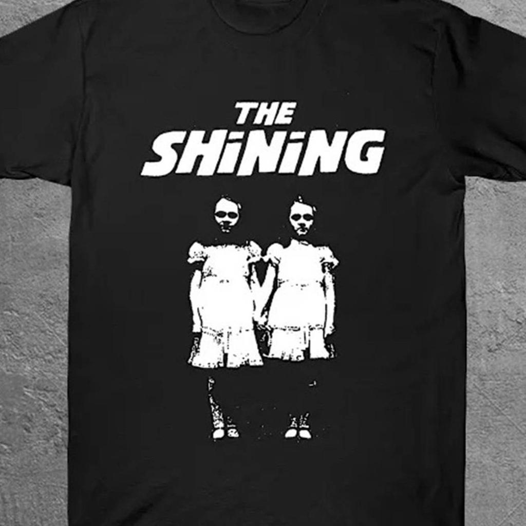 Men's The Shining Horror Movie Graphic Tee Black with Iconic Twins Casual Crewneck Shirt for S