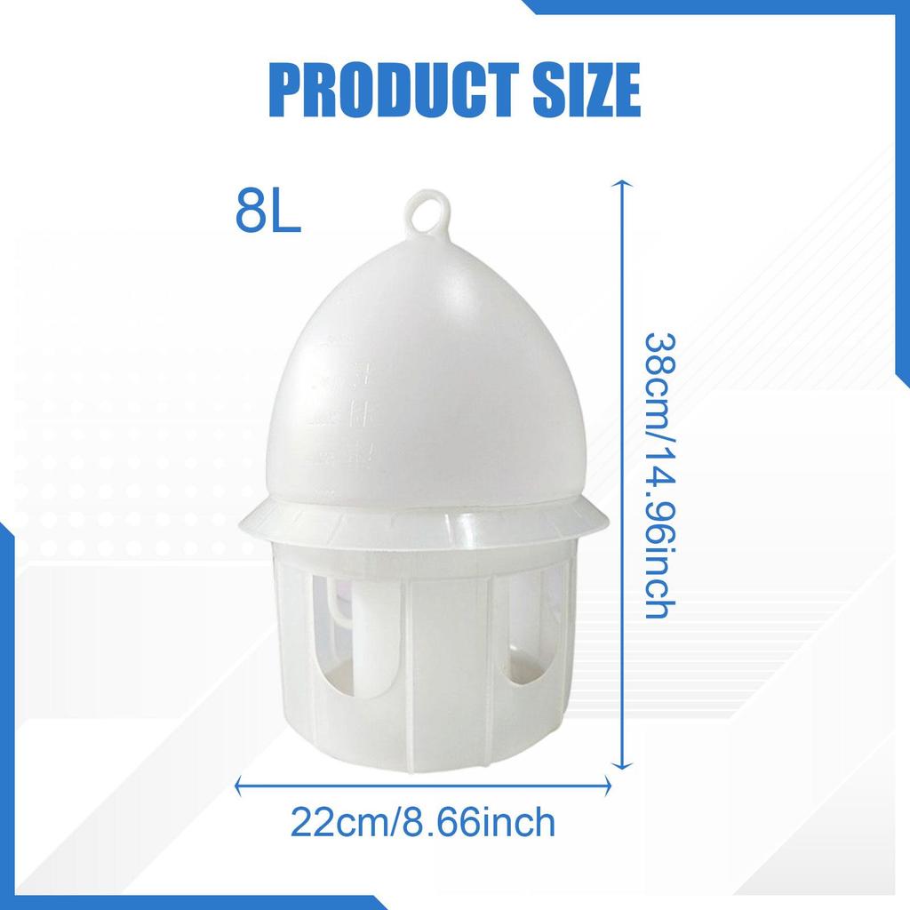 Поилка для голубей, утолщенная, большой емкости, подвесная конструкция, поилка, питьевая станция для кур, голубей, перепелов, попугаев, белая