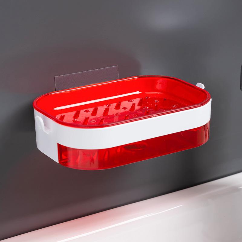 Модная настенная мыльница без отверстий, модная домашняя стойка для мыла, ящик для хранения с поддоном для слива, мыльница для слива, туалетный пластиковый держатель для мыла без следов