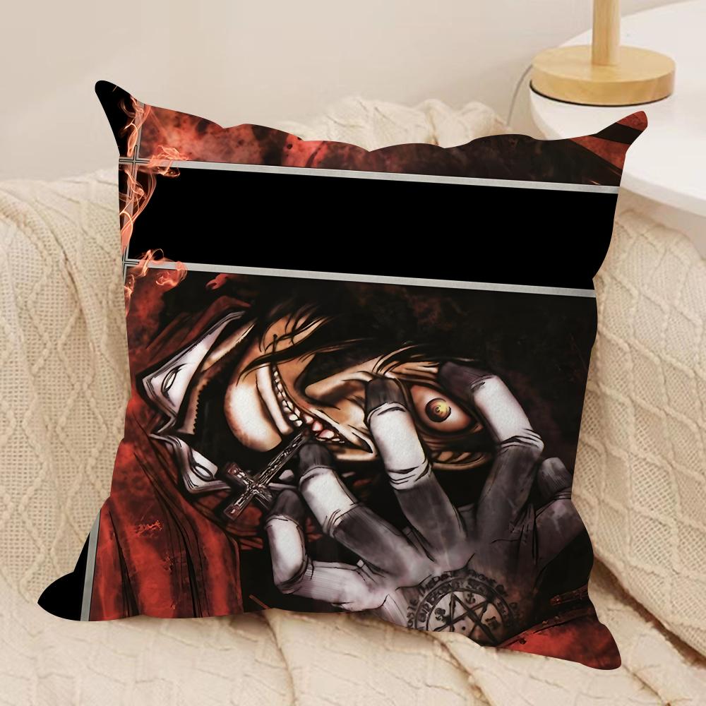 Подушка с принтом Алукарда из аниме Hellsing, шелковистый короткий плюш, скрытая молния, пылезащитная наволочка для диванной подушки, для домашнего декора
