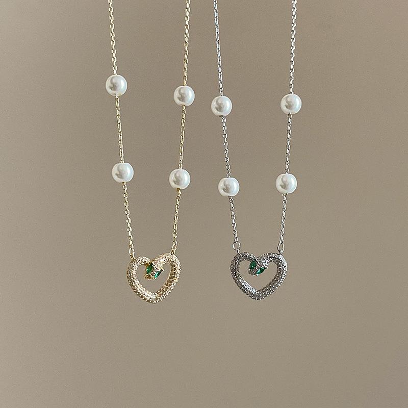 Niche Design Sense Snake-Shaped Love Pearl Ожерелье Женское Легкое Роскошное Элегантное Модное Темпераментное Универсальное Ожерелье На Шею Цепочка Для Свитера