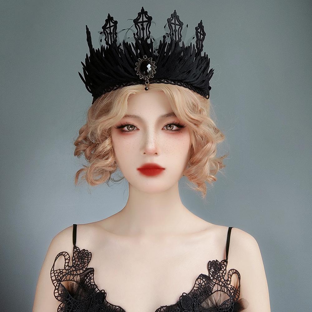 Baroque Retro Crown Halloween Makeup Ball King Princess Witch Head Crown Gothic Accessories