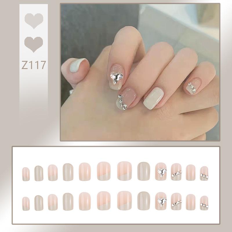 24 шт. носимые ногти поп-блестки Aurora Butterfly Blush накладные ногти для дизайна ногтей с набором для установки