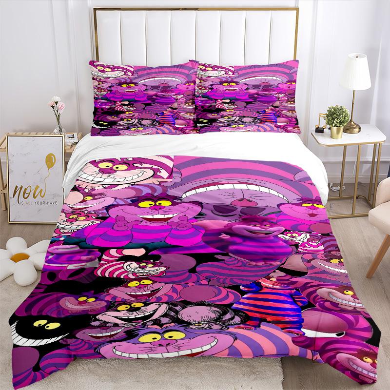 Cheshire Cat Collage Print 3Pcs Bedding Setduvet Cover With 2 Bedropillowcase Home Birthday Gift