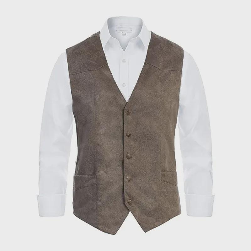 Men's Slim Fit Retro V-Neck Suit Vest for Casual & Formal Wear