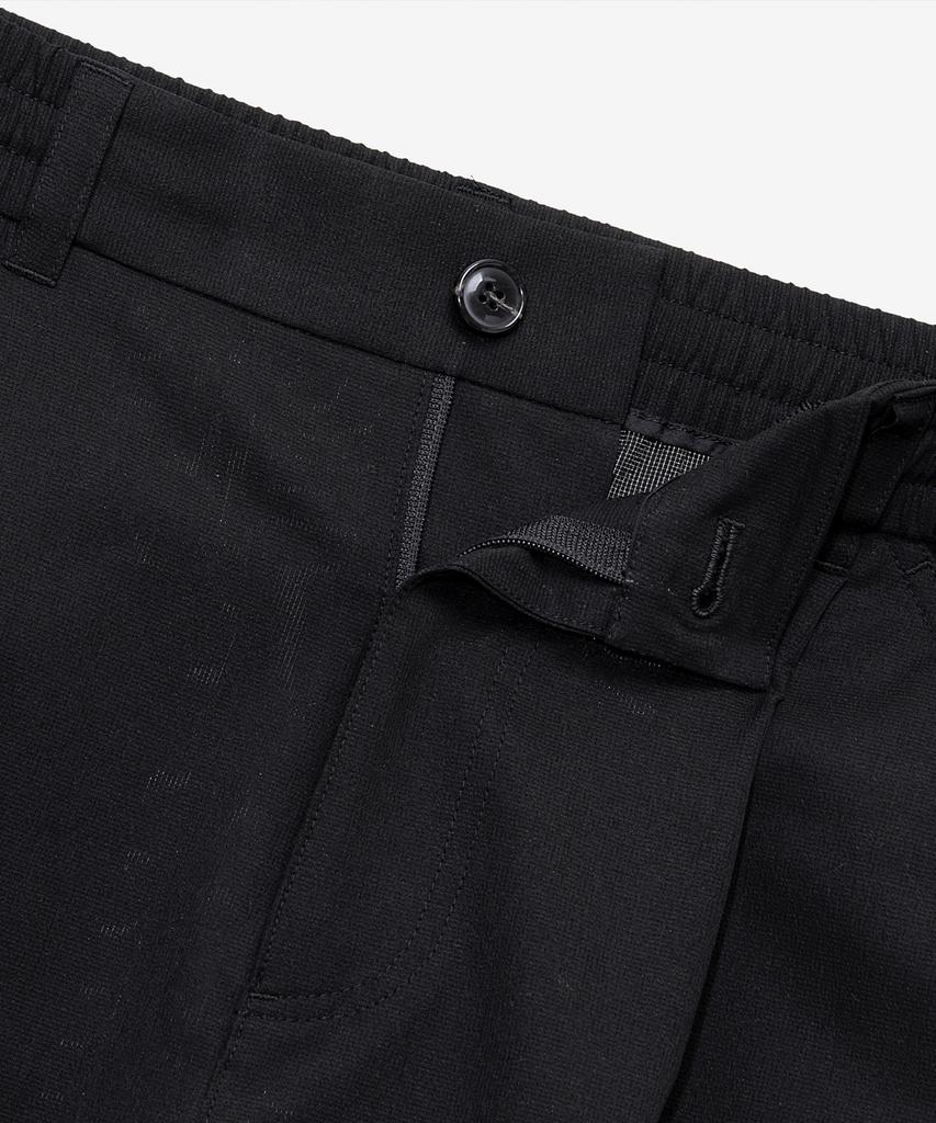 Mind Bridge [Air Cool] Mesh Semi-Wide Cargo Full Elastic Waist Black Half Pants