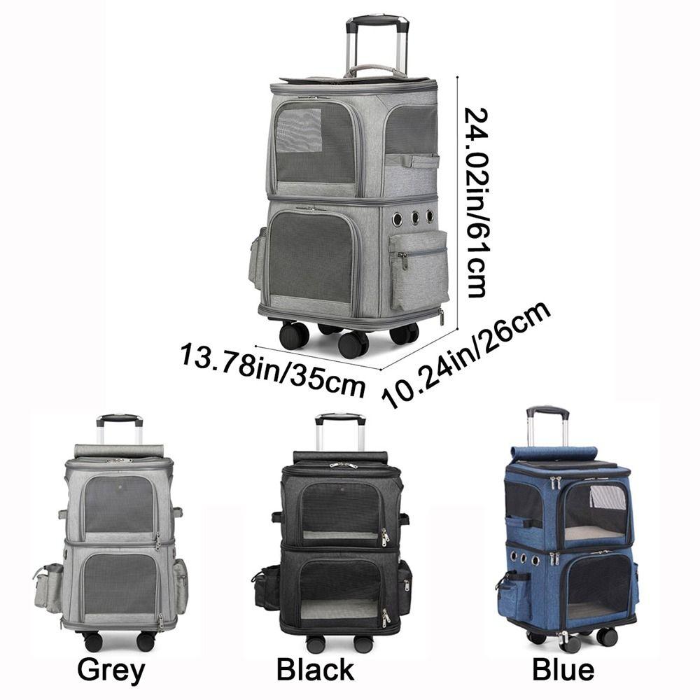 Сумка-тележка для домашних животных из ткани Оксфорд, двухслойная, бесшумная, 4-колесная, для собак и кошек, для улицы