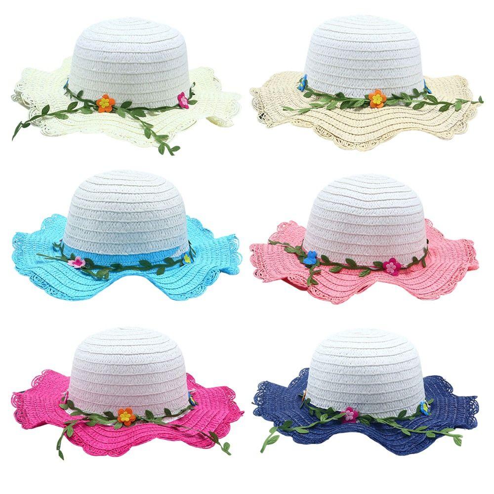 Flower Decoration Sun Hat Wide Brim Beach Hat Sweet Straw Hat Beach