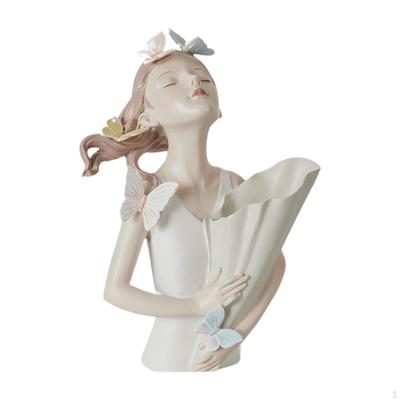 Шикарная скульптура девушки, держатель для цветов, смоляной горшок для растений для настольного использования