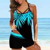 Women's Swimwear Tankini 2 Piece Swimsuit Two Cornered Leaves Vacation Bathing Suits Shoulder Straps for a Beautiful Back