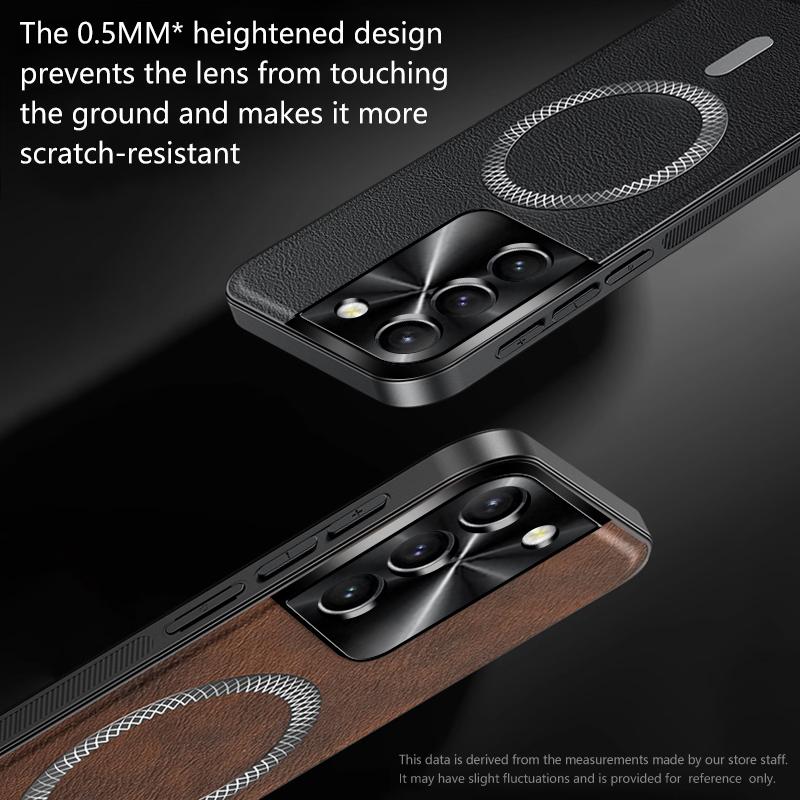 Для Samsung Galaxy S22 Ultra Plus Чехол Магнитный Элегантный Кожа Износостойкий Объектив Полностью Закрыт Нескользящий Захват Защита Края Чехол