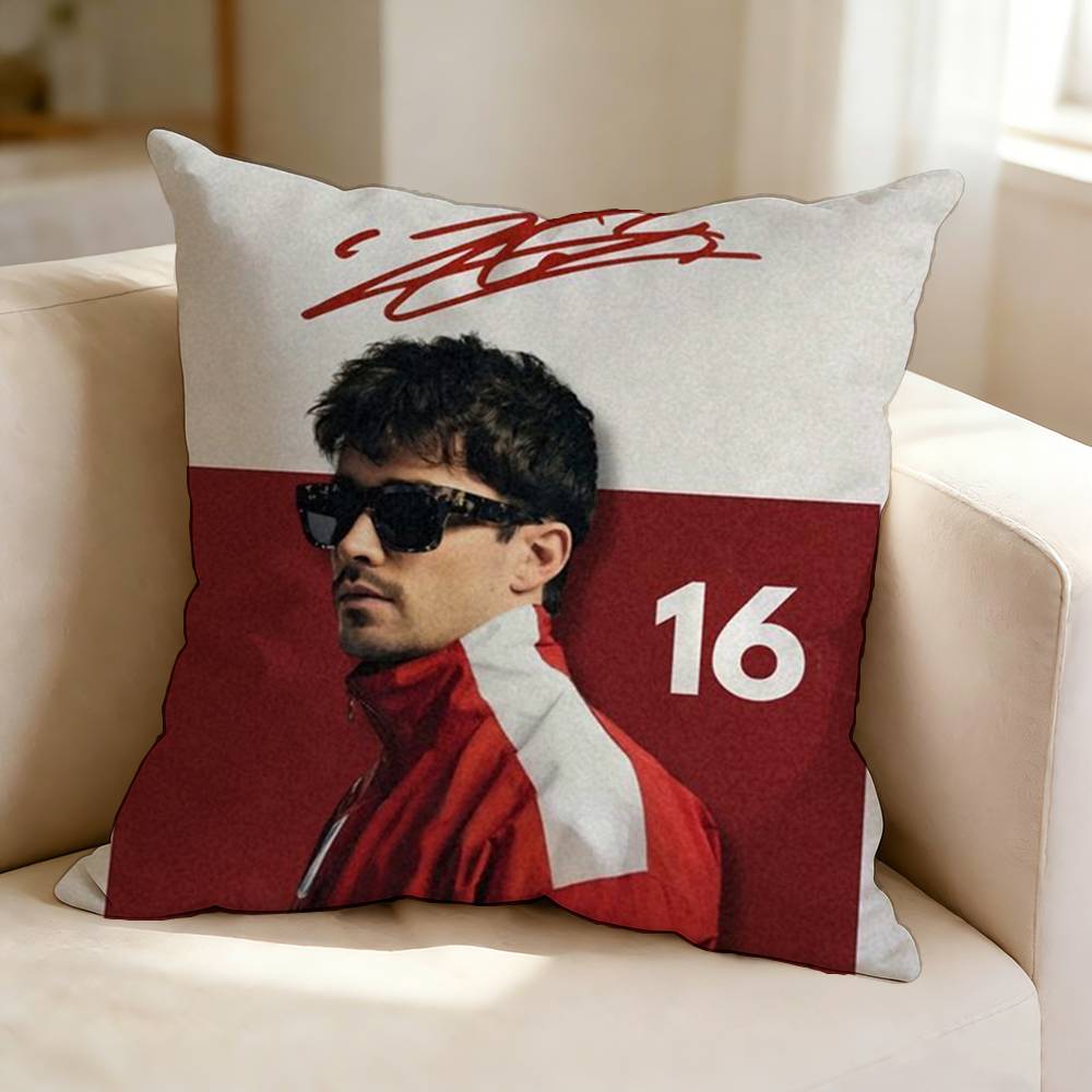 Car No Driver CCharles LLeclerc Square DoubleSided printed Pillow Case Bedroom Bedside Pillow Sofa Cushion Cover