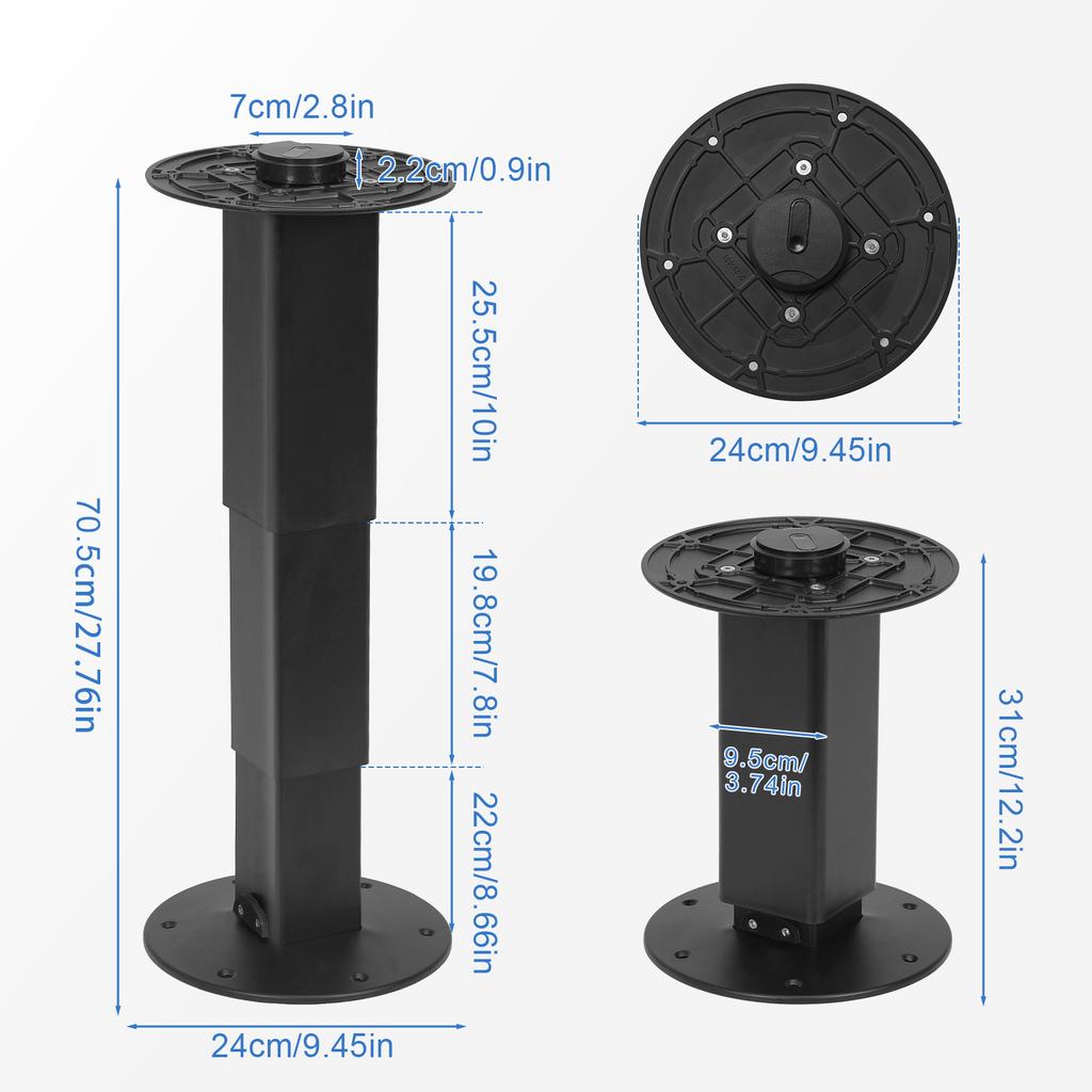 Heavy Duty Camper Telescopic Table Pedestal Adjustable Pneumatic Versatile Table Pedestals Aluminum Alloy Table Legs For Boat/RV