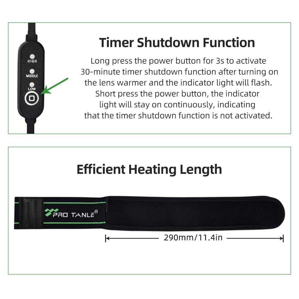 PRO TANLE USB-нагреватель объектива 290 мм/11,4 дюйма, подогреватель объектива камеры, 3 уровня температуры, быстрый равномерный нагрев для