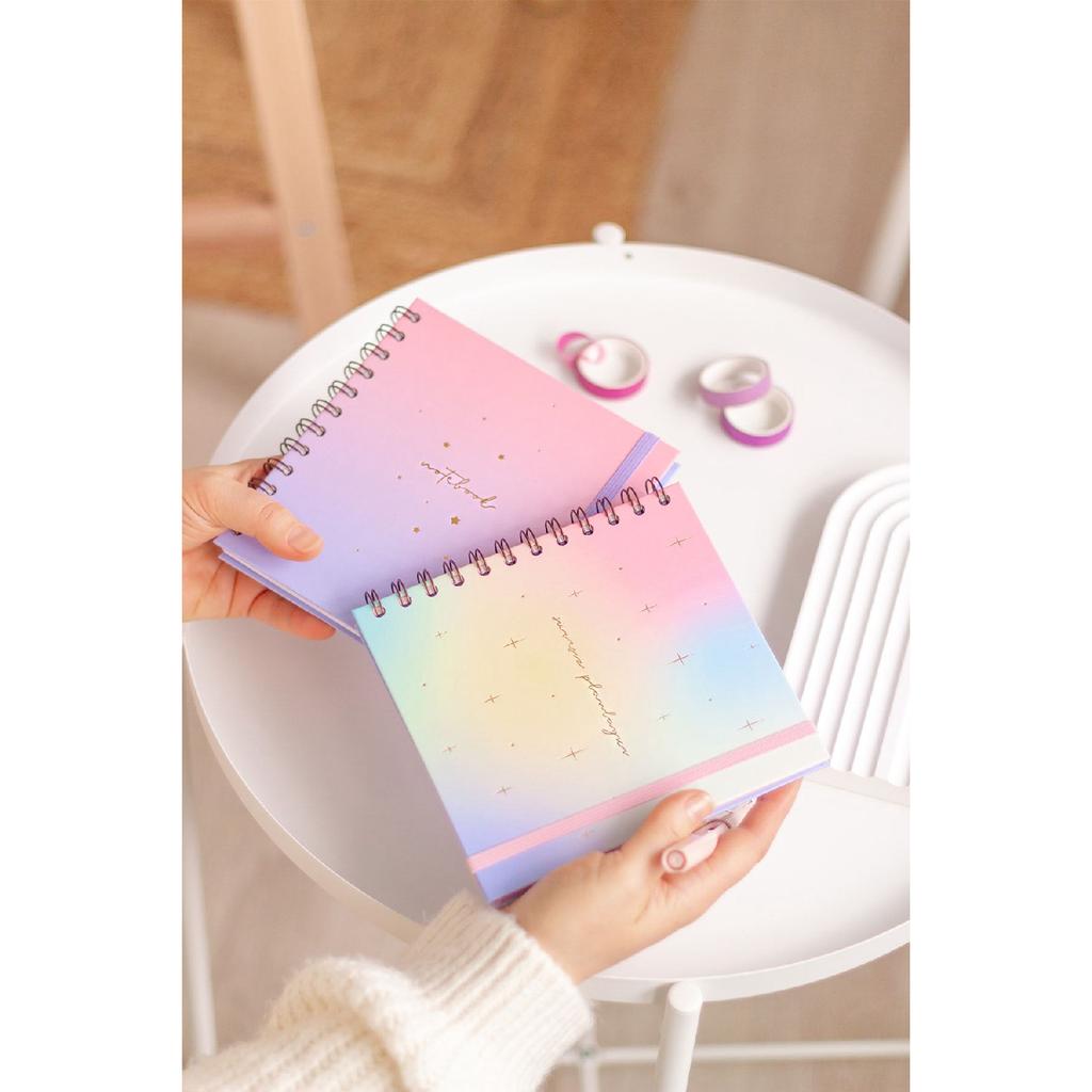 Квадратный набор 15x15 см из 2 спиральных ежедневников на неопределенный срок и блокнота Rainbow