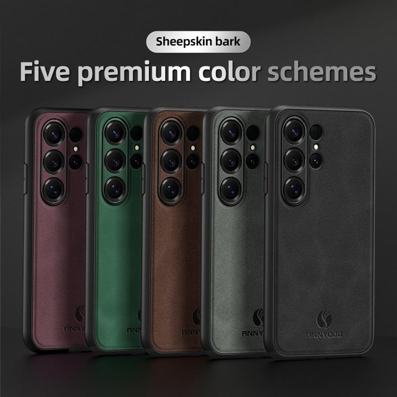 Матовый однотонный кожаный чехол для Samsung S26 Ultra S26 + S25 Edge Galaxy S24 Plus S23 FE S22 со встроенным металлическим держателем для автомобильного крепления