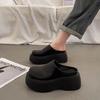 One-pedal Outer Slippers Without Heels, Muffin Shoes, Super Thick Soles To Increase the Height of the Bag Head and Half Slippers, Women's 2025 Autumn 