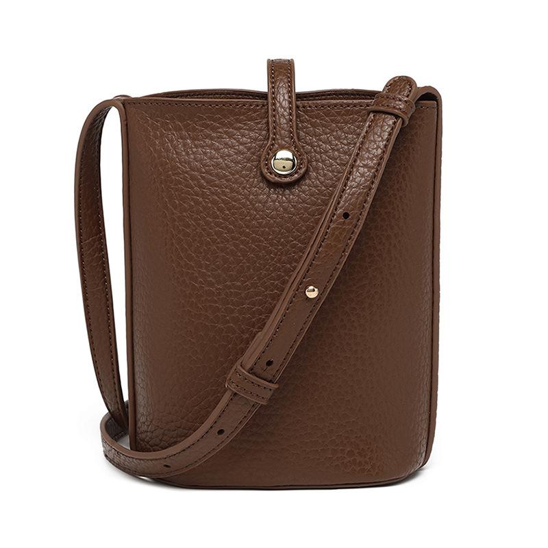 Mini lightweight soft leather bucket bag 2024 new fashion small bag for women Korean version textured casual crossbody phone bag