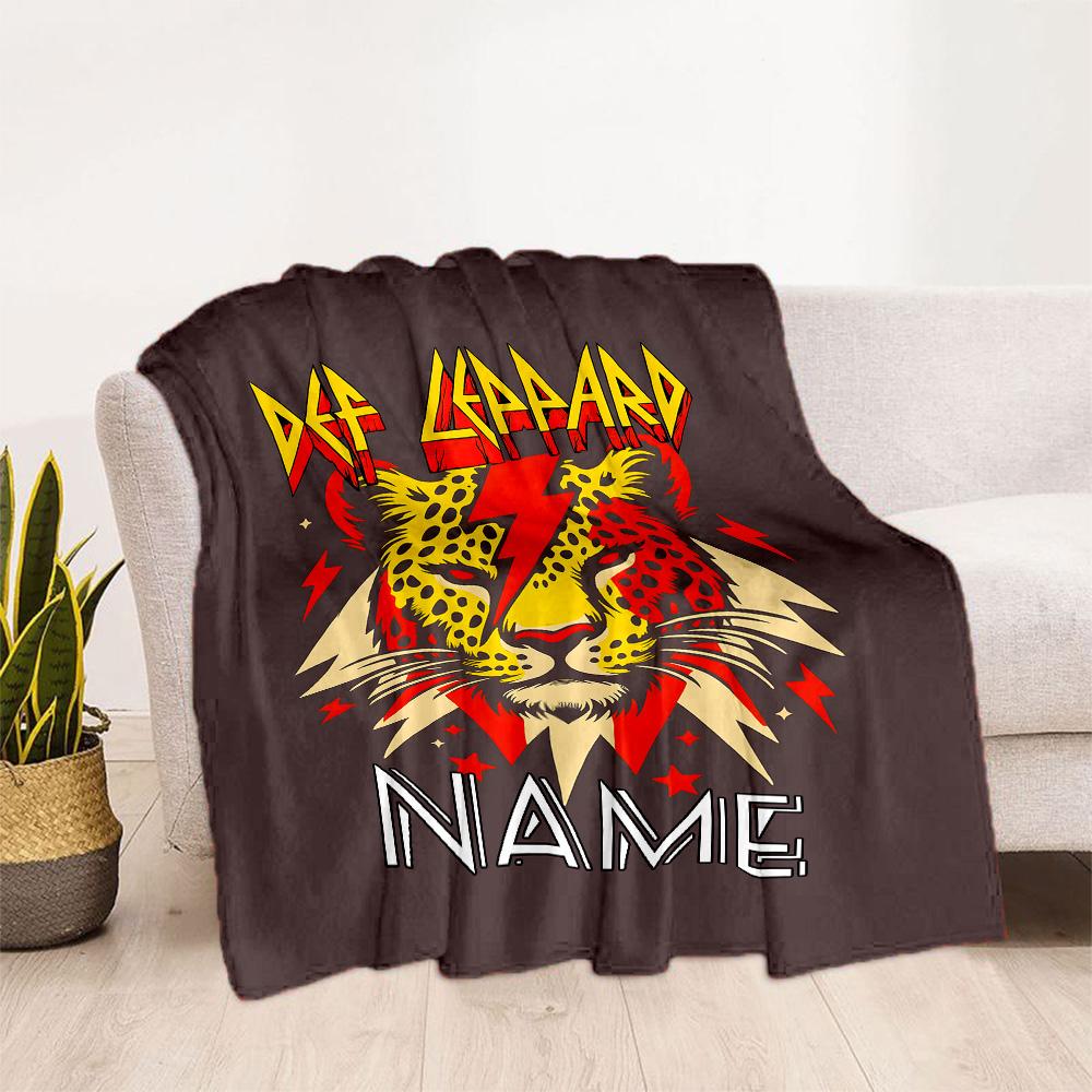 Def Leppard Leopard Rock Customize Your Name Blanket Lightweight Personalized Blanket Warmthful Decor Suitable for Chair Bedding Bed Nap