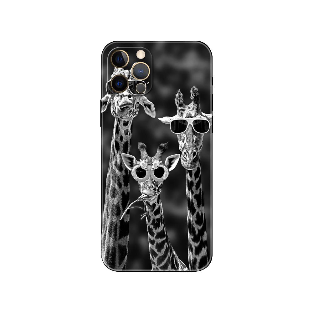 Красивый чехол для телефона с изображением жирафов для iPhone 5 5s 2020se 6 6s 7 8 plus x 10 XR XS 11 12 13 mini pro MAX, черная задняя крышка из ТПУ