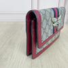 [Pre-Owned] Queen Margaret Metal Bee Decorated Logo Stripe Canvas And Leather Mini Shoulder Bag - Excellent #1FB11CJ
