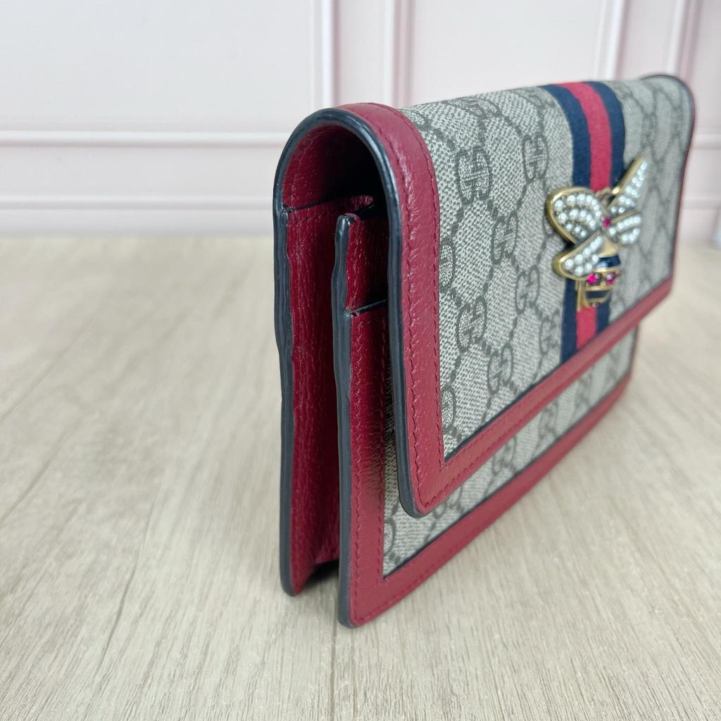 [Pre-Owned] Queen Margaret Metal Bee Decorated Logo Stripe Canvas And Leather Mini Shoulder Bag - Excellent #1FB11CJ