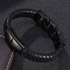 Модные мужские украшения из натуральной кожи, черный браслет с подвесками и стальной пряжкой, мужские украшения, подарок на день рождения
