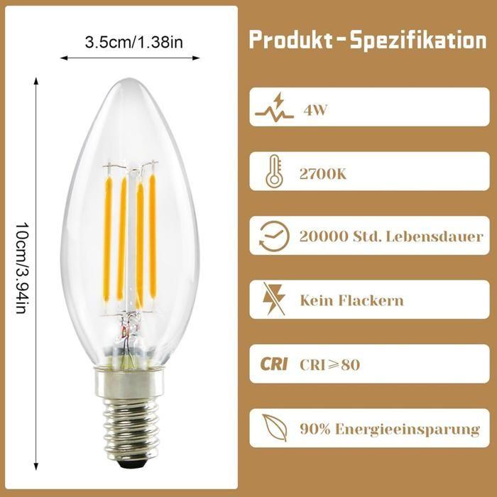 Ampoule E14 - NETTLIFE - E14 - 4W (équiv. 40W) - Blanc chaud 2700K - Lot de 6