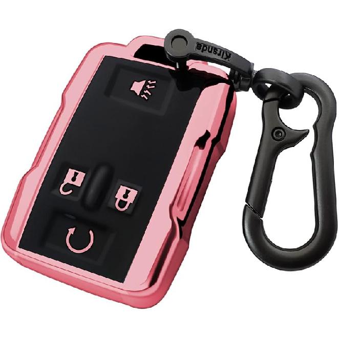 For Chevrolet Key Fob Cover Case With Metal Buckle,Soft TPU Key Shell/Skin,4-Buttons Fit GMC Chevy Colorado Silverado Suburban Tahoe Silverado Remote